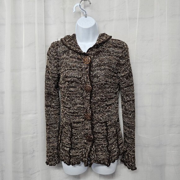 BCBGMaxAzria Cardigan Sweater Hooded Brown Fairy Grunge Cottage S - Picture 10 of 10